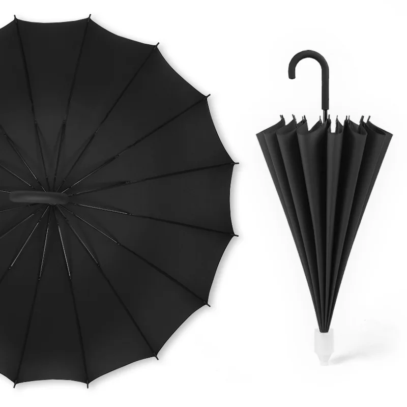 16 костей водонепроницаемый рукав высокое качество поставка стальной Скелет прямой стержень зонтик длинная ручка зонтик