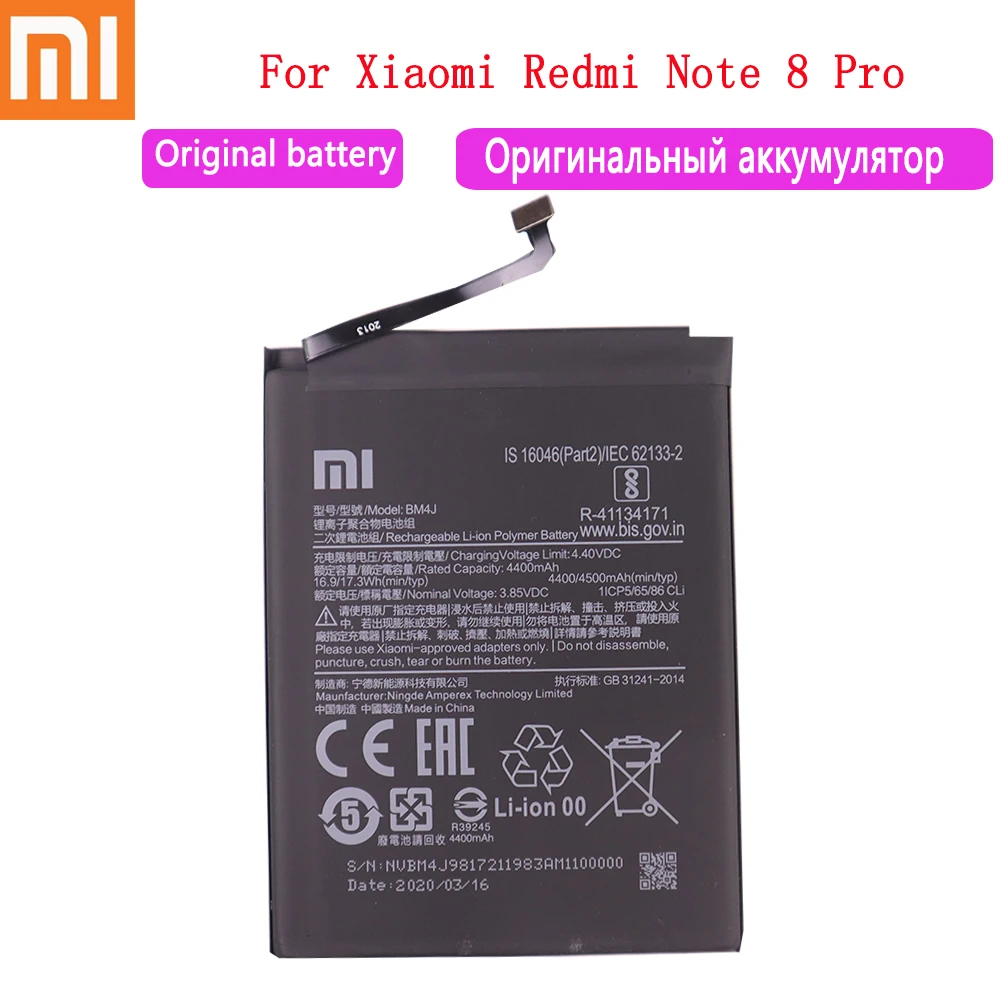 

100% Оригинальный аккумулятор 4500 мАч BM4J для Xiaomi Redmi Note 8 Pro Note8 Pro оригинальный сменный аккумулятор для телефона