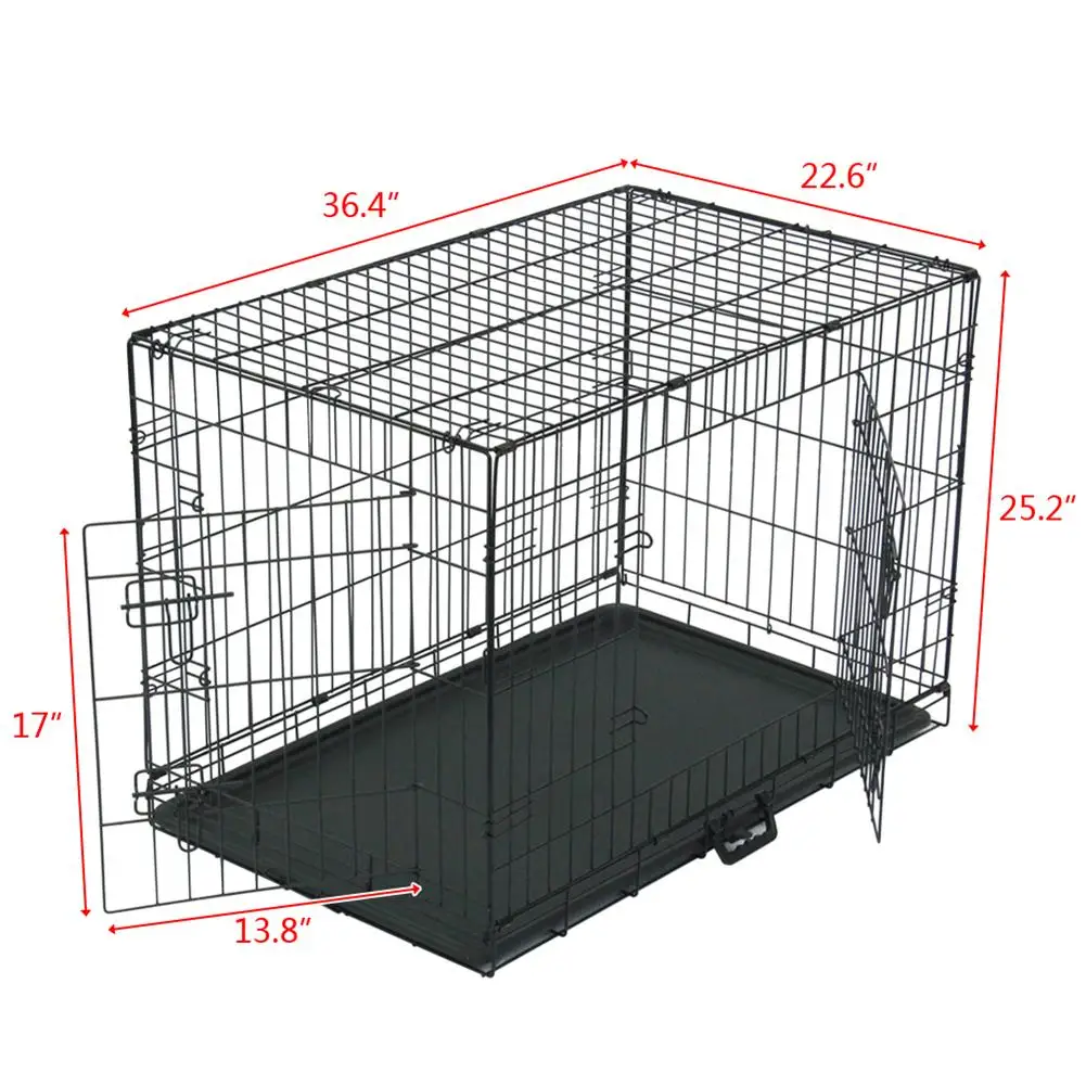

Pet Kennel Cat Dog Folding Steel Crate Animal Playpen Wire Metal Cage Dog Cage Pet Puppy Crate House Cage with Tray