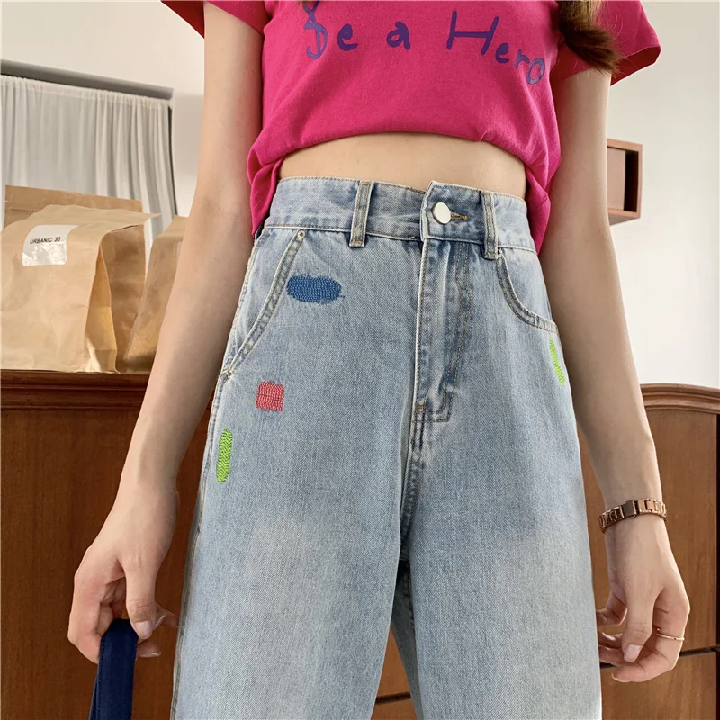 

Women's 2021 New Fashionable Ins Wide-Leg Jeans Women's High Waist Slimming and Straight Loose Small Split Pants