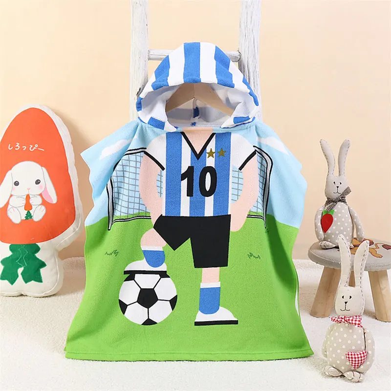 Детское хлопковое пляжное полотенце накидка детское банное с капюшоном рисунком