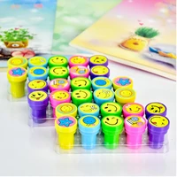 10pcsset children toy stamps cartoon smiley face kids seal for scrapbooking stamper diy painting photo album decor