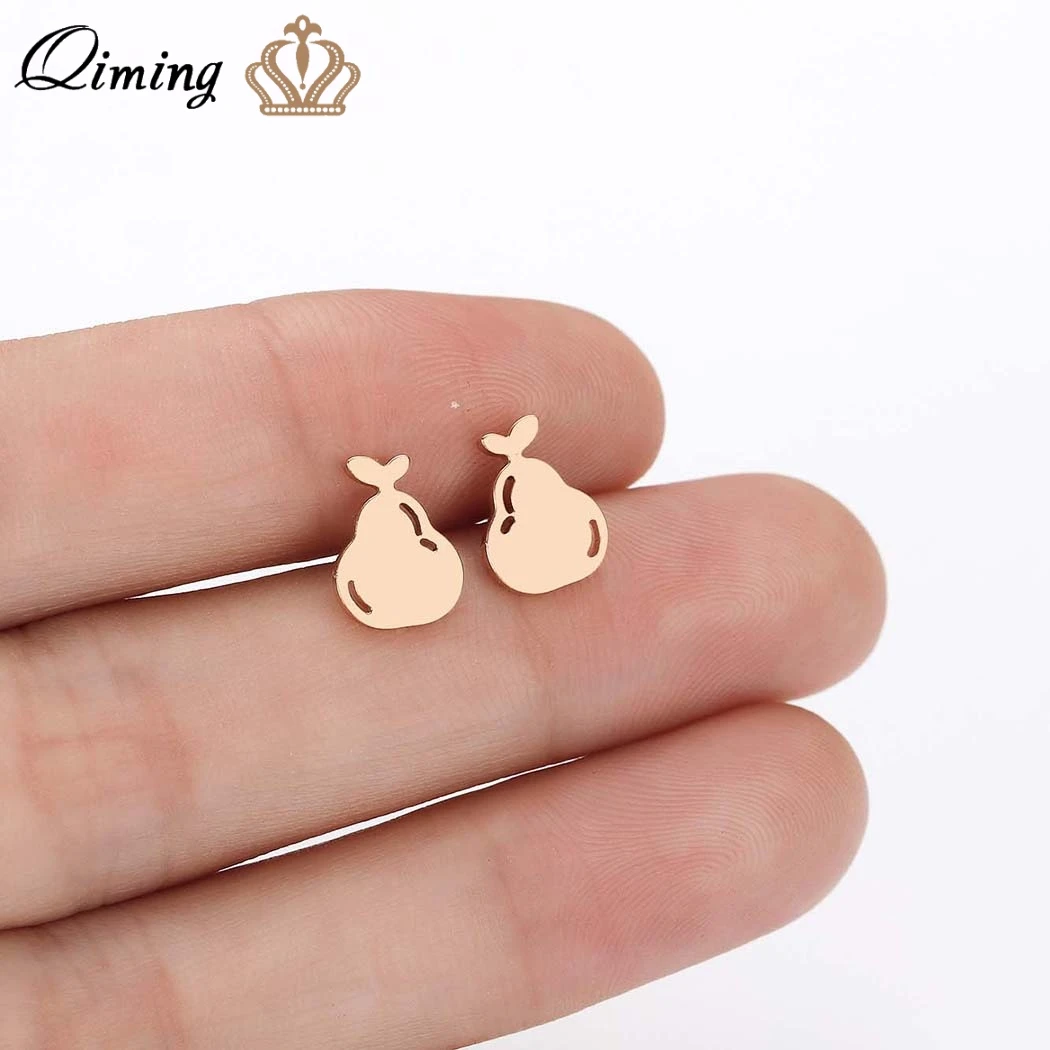 Милые серьги гвоздики QIMING в виде фруктов груши вечеринка минималистичный