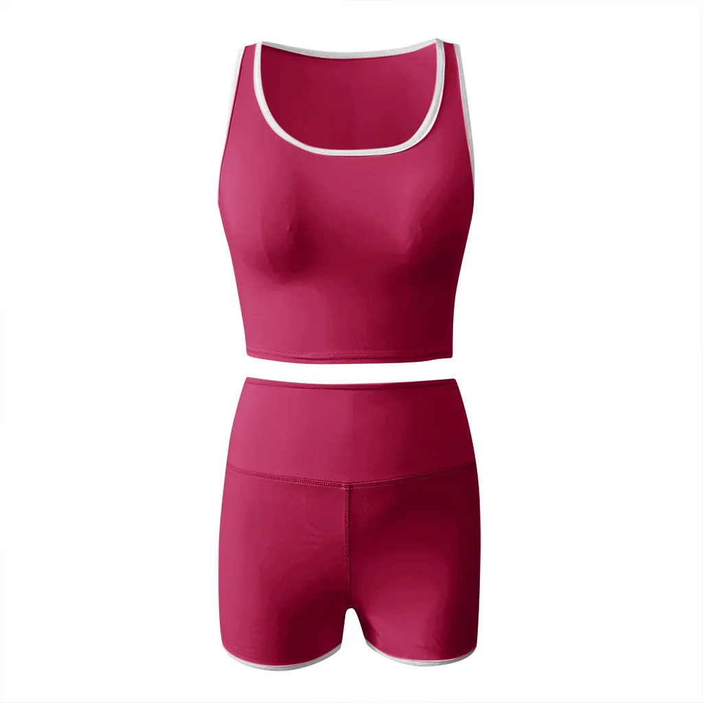 

Womail tracksuit women summer 2020 Fitness Set Casual Sleeveless Crop Tops Short set Two Piece Set Outfit Jogging Sportwear
