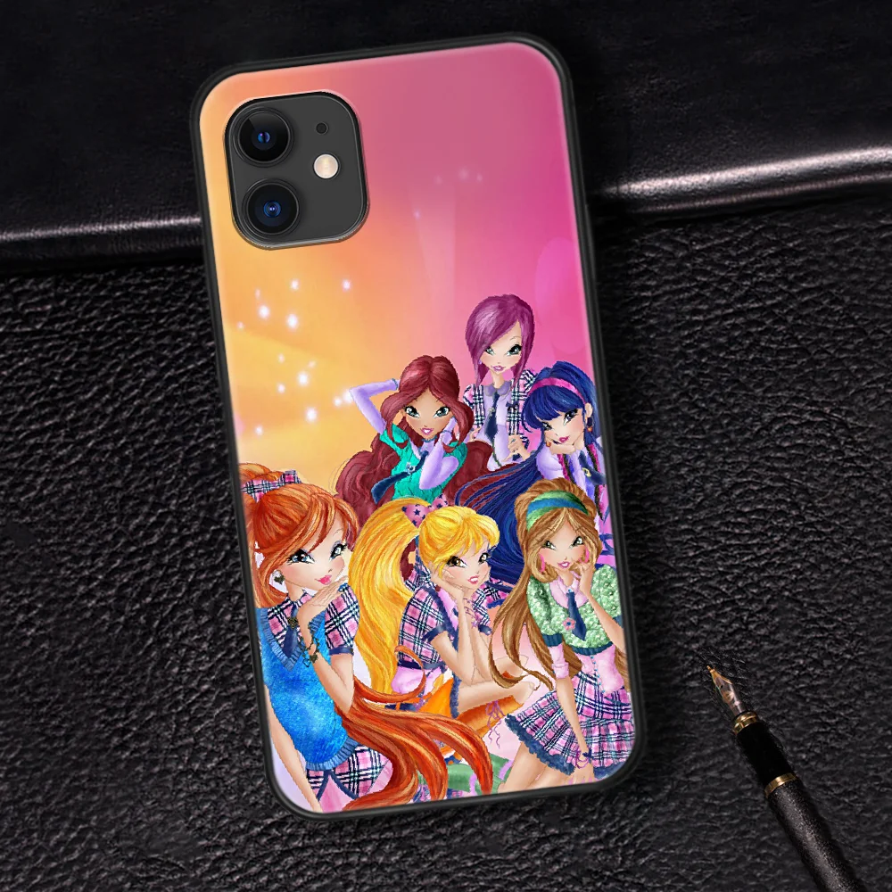 

Winx Club Cute Girl Phone Case For Iphone 5 5S SE 2020 6 6S 7 8 Plus 11 12 Mini X XS XR Pro Max black Hoesjes Luxury Cell Soft