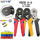 Цвета HSC8 6-6 обжимные плоскогубцы 0,25-6 мм2 23-10AWG для трубчатого терминала шестигранного давления мини Тип круглый нос европейский бренд инструменты