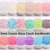 260pcs 3mm mix color cream glass czech seedbeads 80 spacer beads round hole bead for jewelry making handmade diy beaded chain
