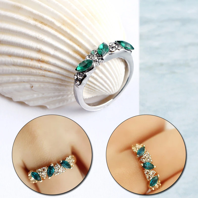 

Women Rings Jewelry Ring With Oval Cut Red Simple Fashion Green Olive Zircon Ring Lover Ring Hot Sale Simple