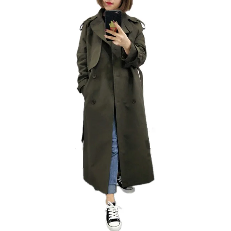 

Тренчкот женский классический с поясом, Модный повседневный простой двубортный плащ британского бренда, ветровка для женщин, осень 2022