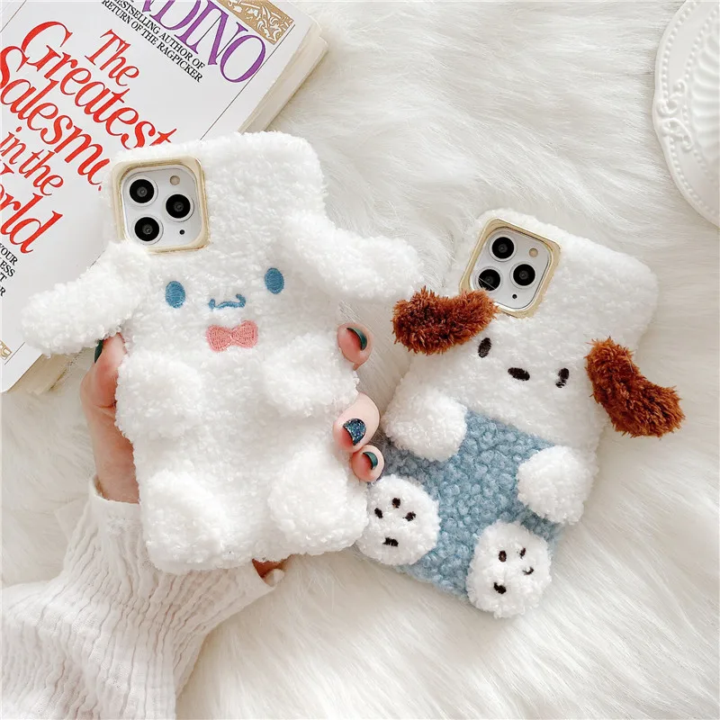 Для iphone 11 Pro Max милый Sanrio 3D Cinnamoroll Purin теплый плюшевый мягкий чехол для телефона 7 7plus