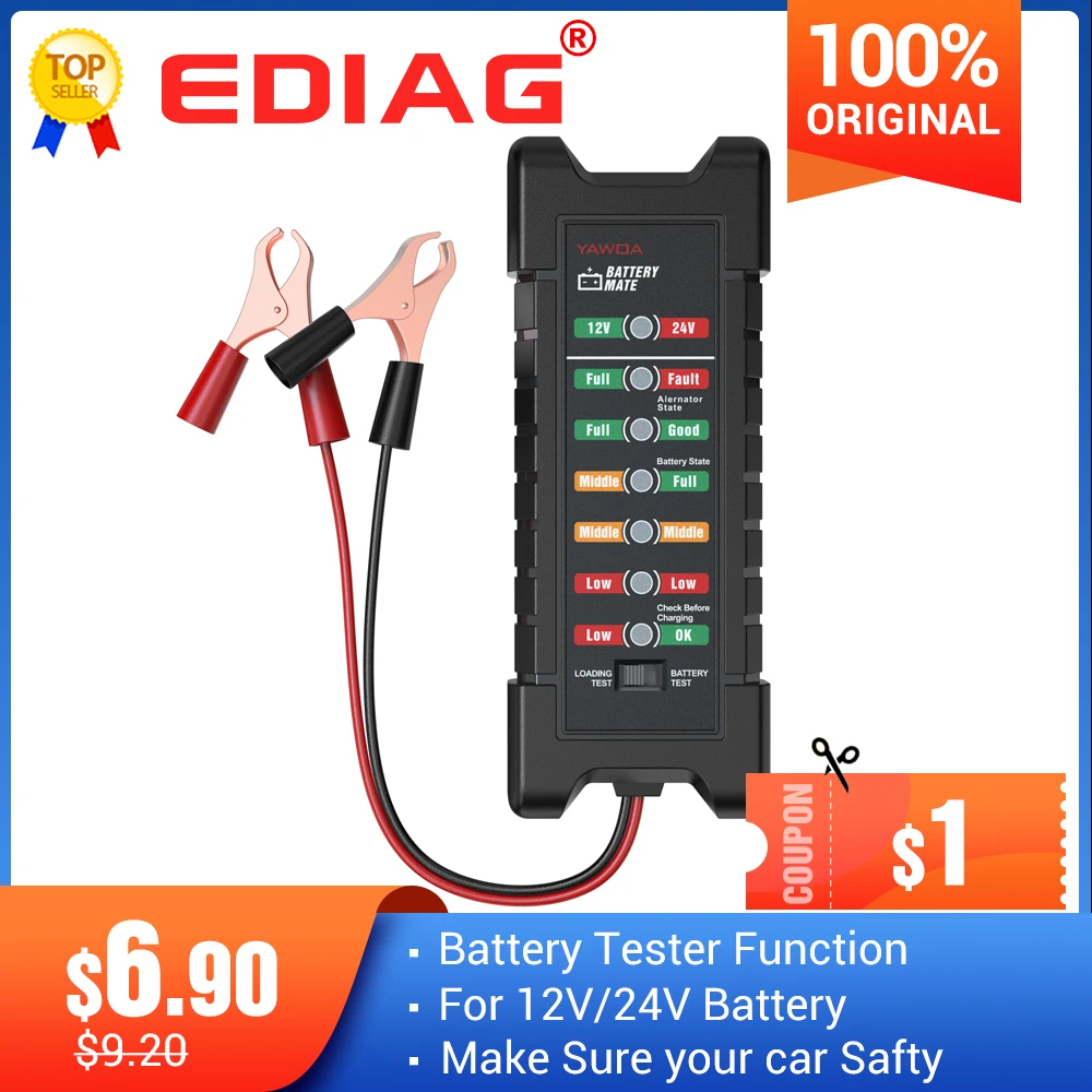 Ediag BM410 Мини 12V 24V автомобиль Батарея Тесты er цифровой инструмент генератора BM310 6