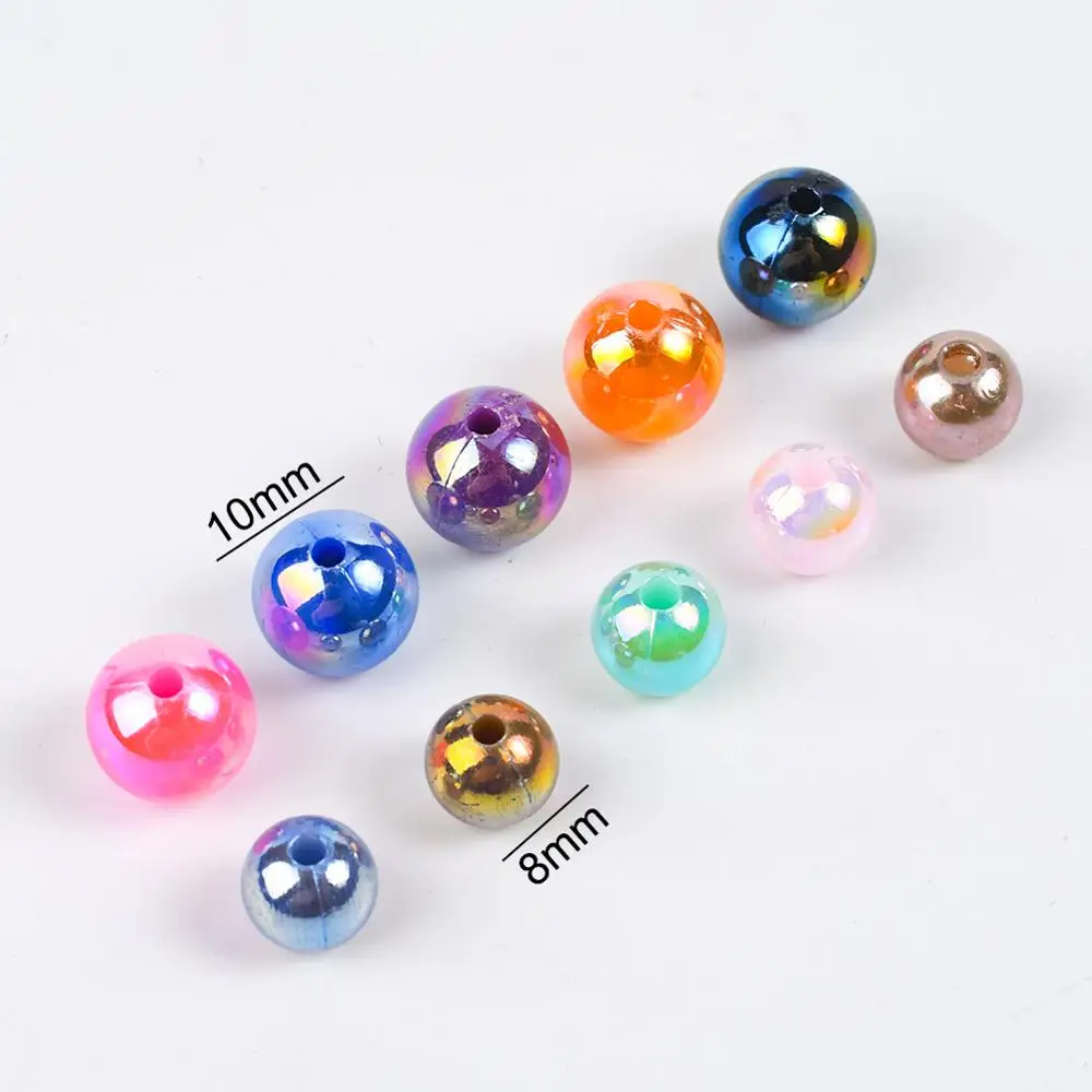 

Бусины с блёстками из абс-пластика, 8/10 мм, 50-100 шт./лот