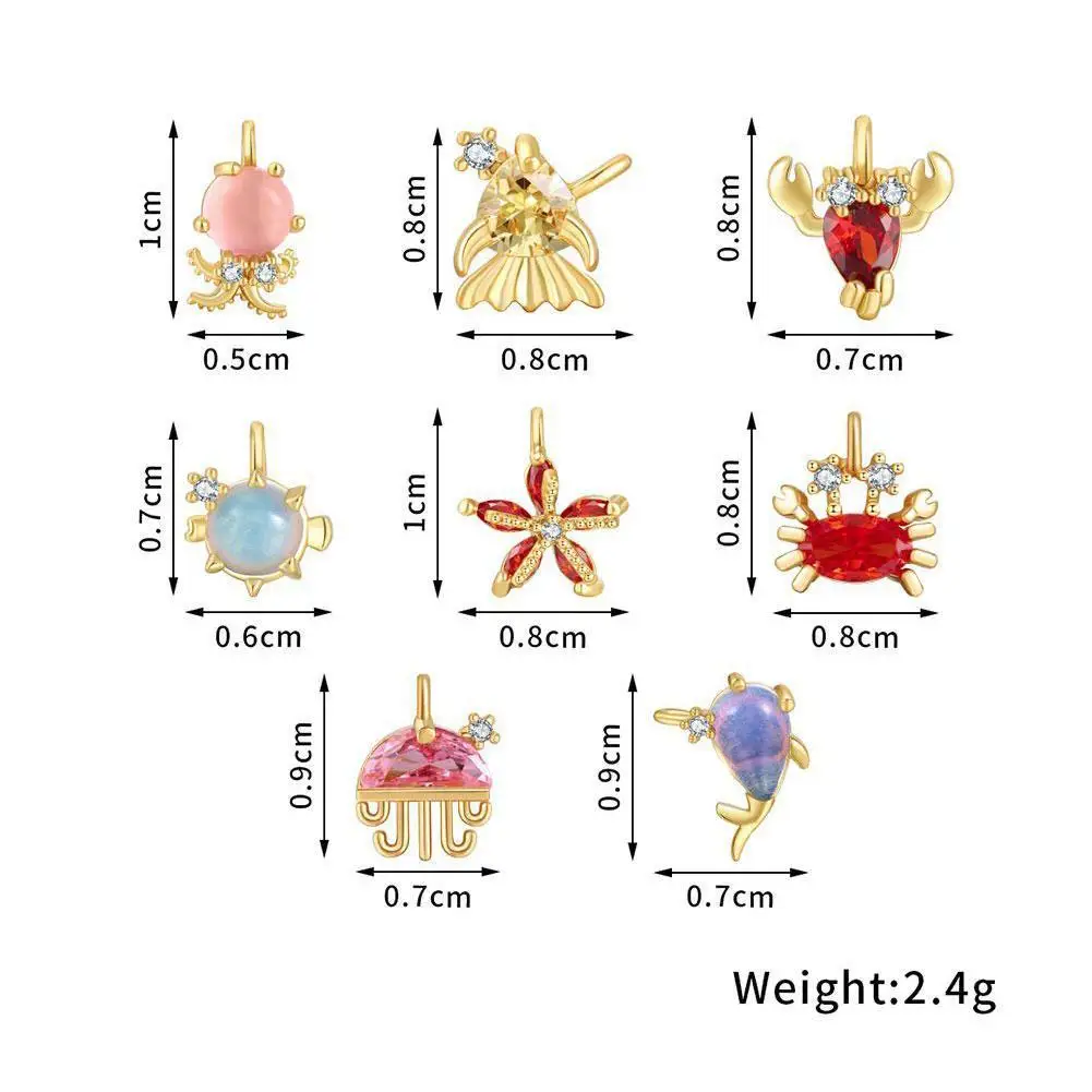 

Exquisite Gold Plated Jellyfish Mini Sea Animals Rhinestone Necklace Fit & Charm Accessories DIY Bracelets Pendant Tool X0O7