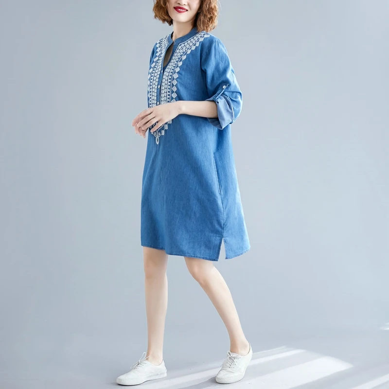 

COIGARSAM Geometric Women dress Dresses Light Dark Blue 9231