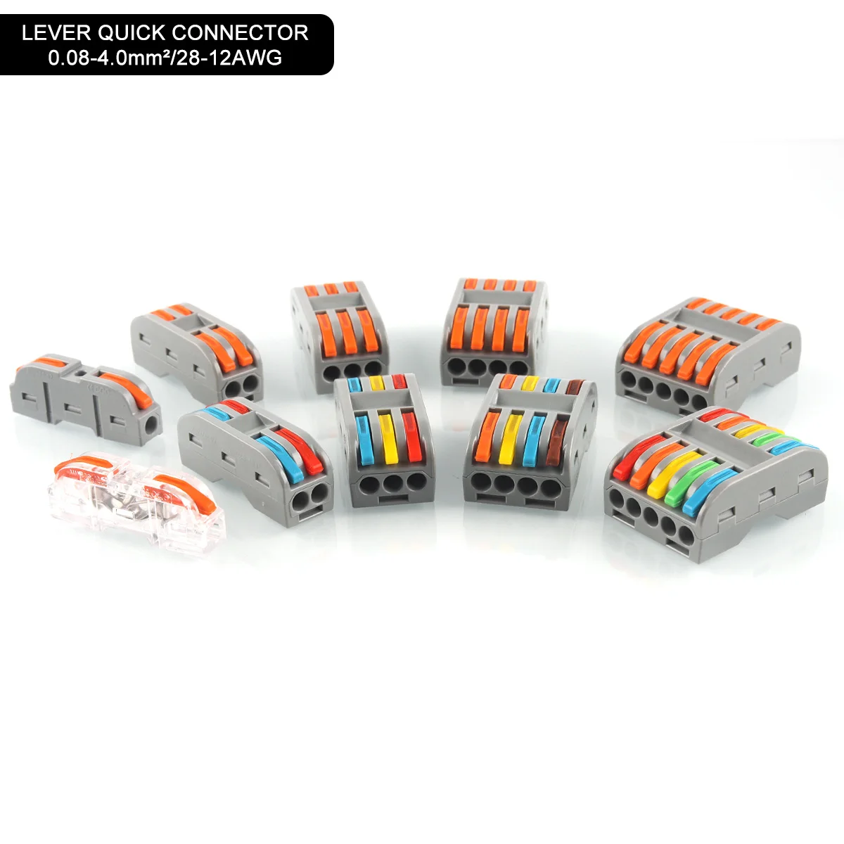 

1/2/3/4/5 Pin Docking Compact Conductor Wire Connector Push-in with Easy Lever Wiring Terminal Block Quick Splicing Connectors