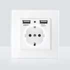 Питание зарядки розетка с USB Белый Стекло Панель 2A Dual USB Порты и разъёмы стены Зарядное устройство адаптер переходник для розетки ЕС розетка Pow