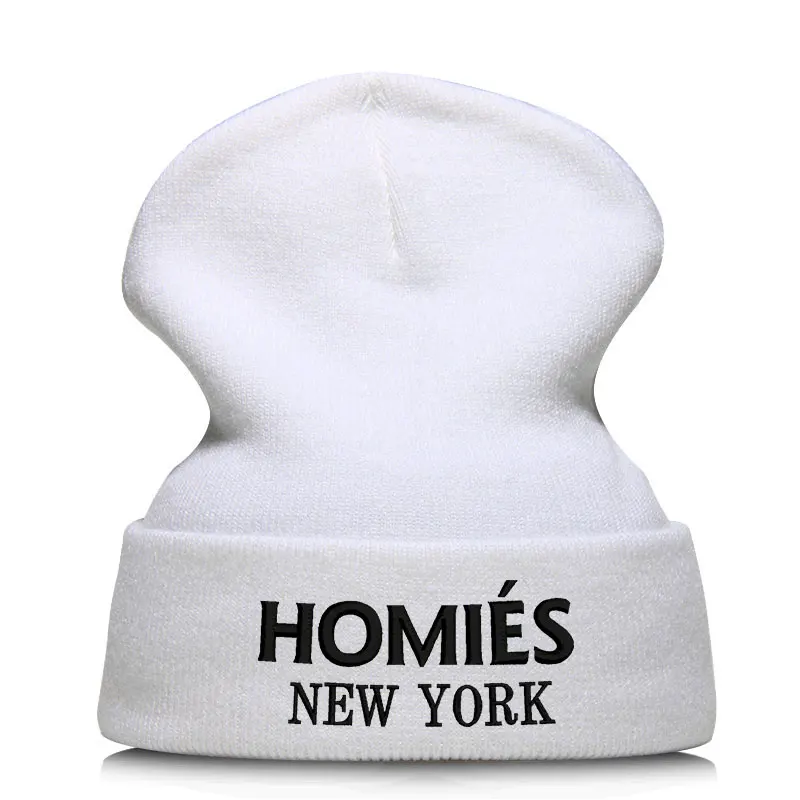 Beanie шляпа Skullie Кепки смутная зима вышивка в стиле панк Для мужчин Для женщин подростков уличных танцев забавные по заказу покупателя хип-хоп-; домашняя одежда - Цвет: Белый