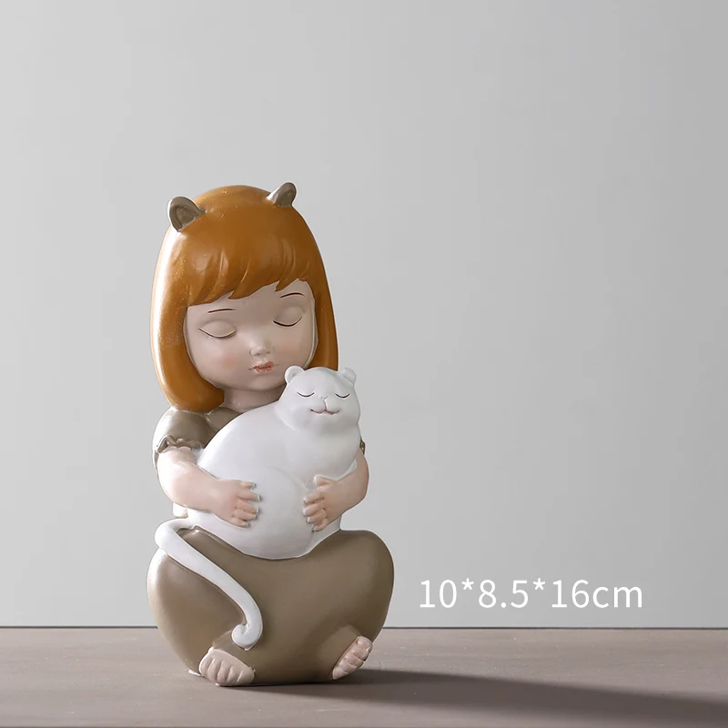 

Cute Girl Figurines Nordic Creative Resin Creative Pink European Modern Figurine Cartoons Room Decoracion Home Decor DE50BJ