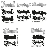 bold words thank you friends blessed outline phrase cutting dies match clear stamps diy scrapbooking craft paper album 2021