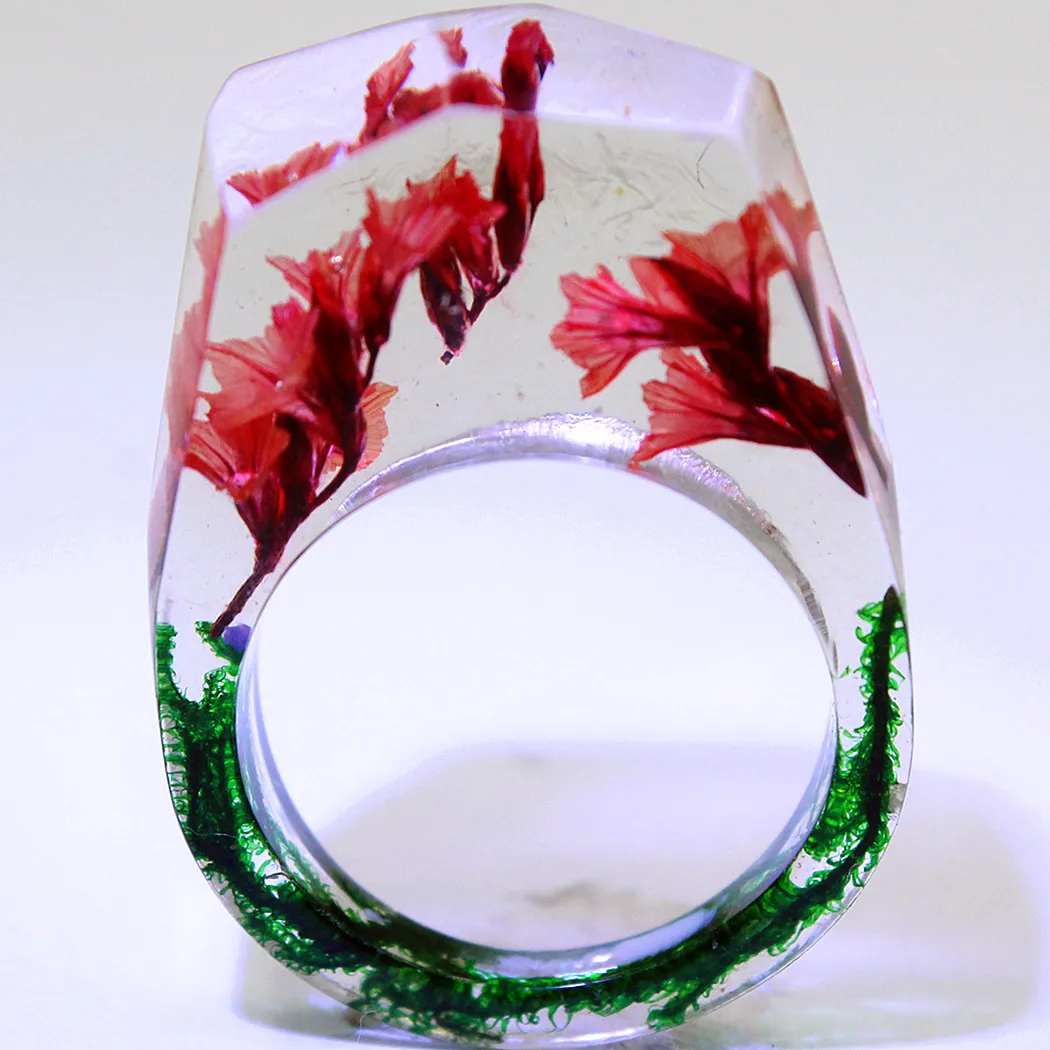 Кольцо из смолы с высушенным цветком Новое поступление маленькое кольцо ручной