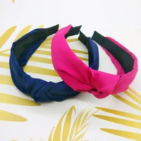 new top knot satin headbands for women girls handmade wide solid candy color hairbands ladies bezel hair bands hoops accessories