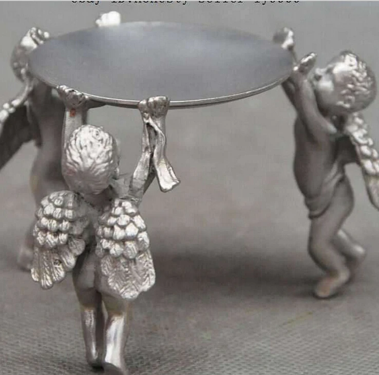 812+++++decoration Tibet copper silver Chinese love god Cupid angel boy Candlesticks Menorah Plate Candle Holder | Дом и сад