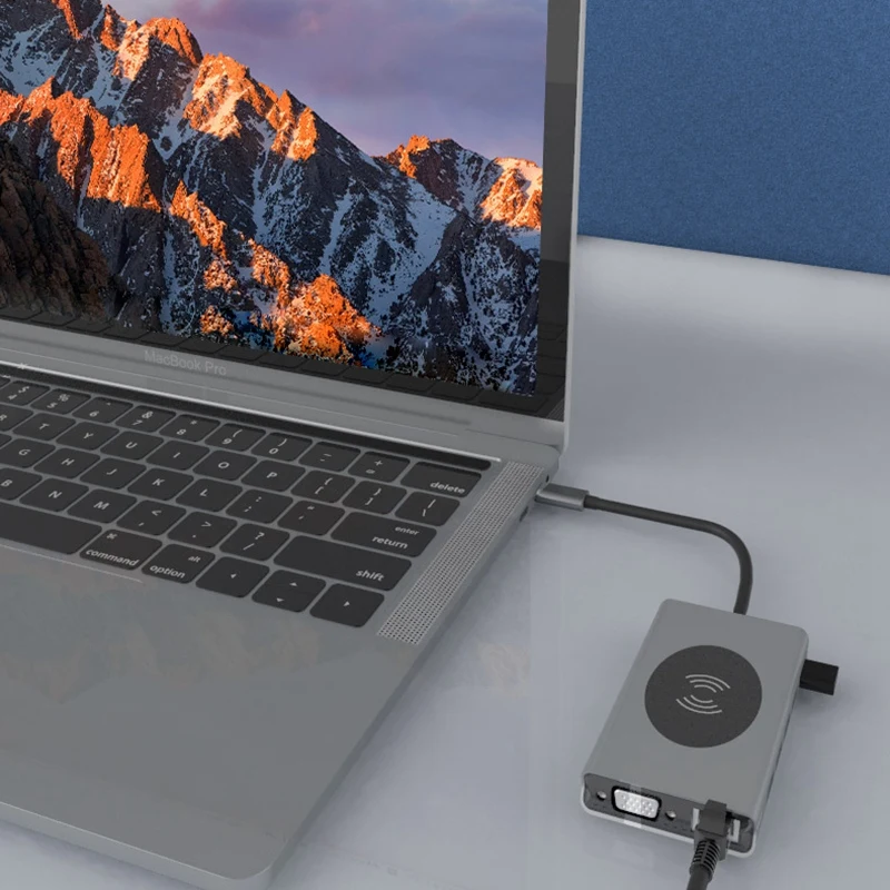 

Type-C13 in 1 Wireless Charging Dock, USB3.0 Multi-Function Hub Gigabit Network Interface Wireless Charging Converter