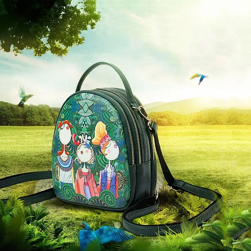 Ms. bag стеганая зеленая модная сумка через плечо из искусственной кожи с принтом