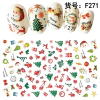 10pcs christmas series nail sticker christmas party bell gift nail slider elk snowflake sticker nail art decoration