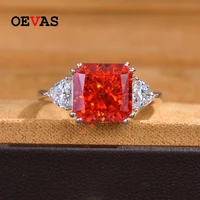 oevas 100 925 sterling silver 1010mm pink yellow aquamarine high carbon diamond rings for women sparkling wedding fine jewelry