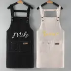 Персонализированный хлопковый фартук с возможностью нанесения логотипа, кухонный дышащий маслостойкий фартук для ресторана и официанта, всесезонный фартук без рукавов