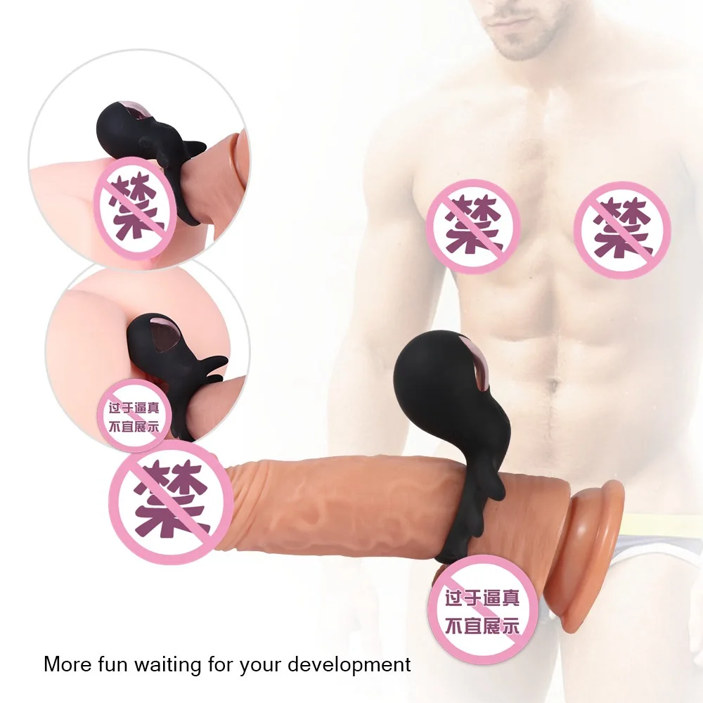 Медицинское силиконовое черное вибрационное кольцо с USB-зарядкой мужское