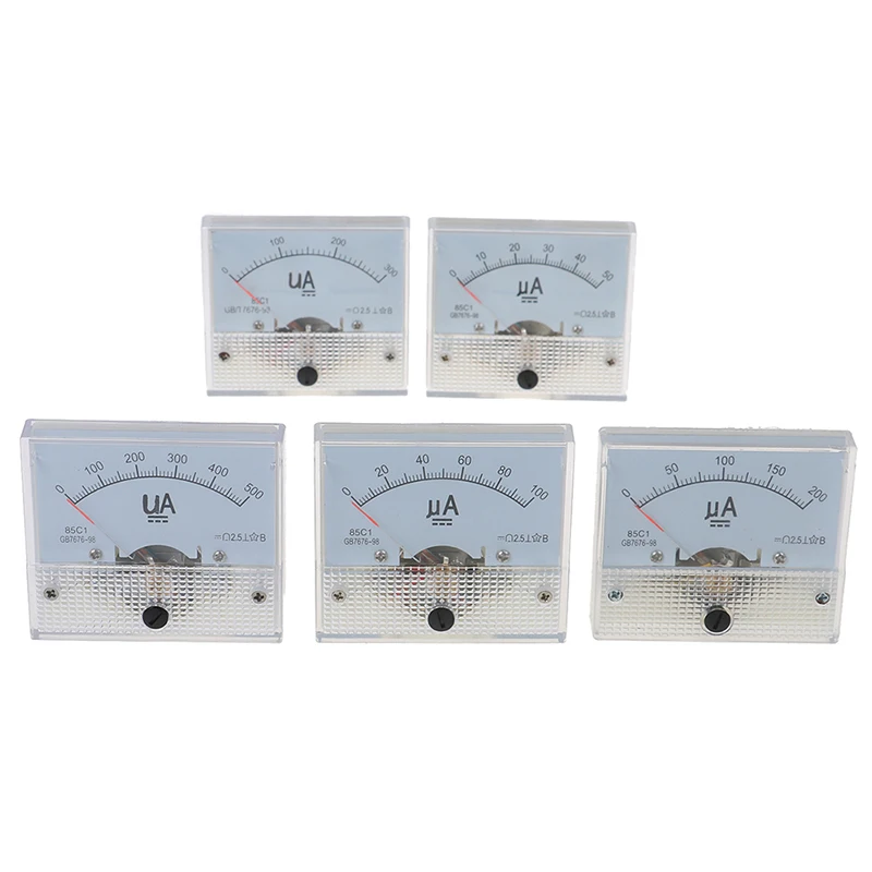 

1PC DC Analog Pointer Current Meter Panel 50uA 100uA 200uA 300uA 500uA Ammeters