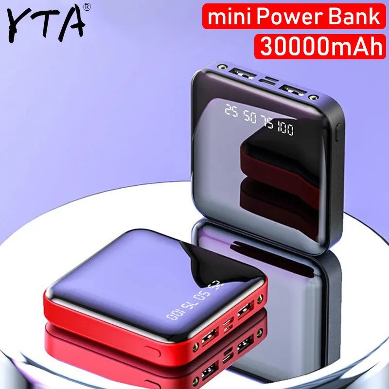Mi ni power Bank, 30000 мА/ч, для iPhone X, Xiaomi mi, power bank, Pover Bank, зарядное устройство, два порта Usb, внешняя батарея, повербанк, портативный