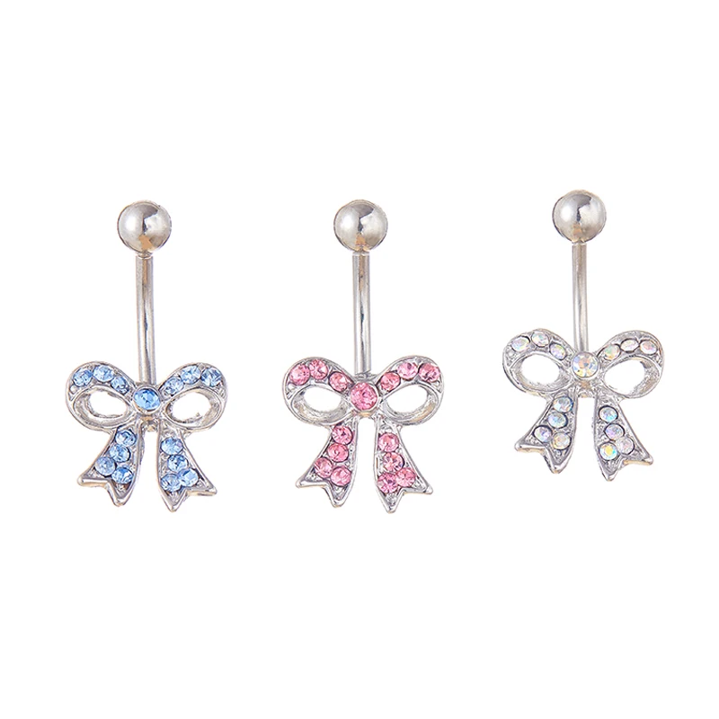 

Stainless Steel Belly Button Rings with Colored Bow Body Jewelry