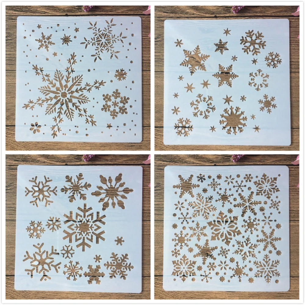 

4Pcs/Set 20*20cm Snowflake Winter DIY Layering Stencils Wall Painting Scrapbook Coloring Embossing Album Decorative Template