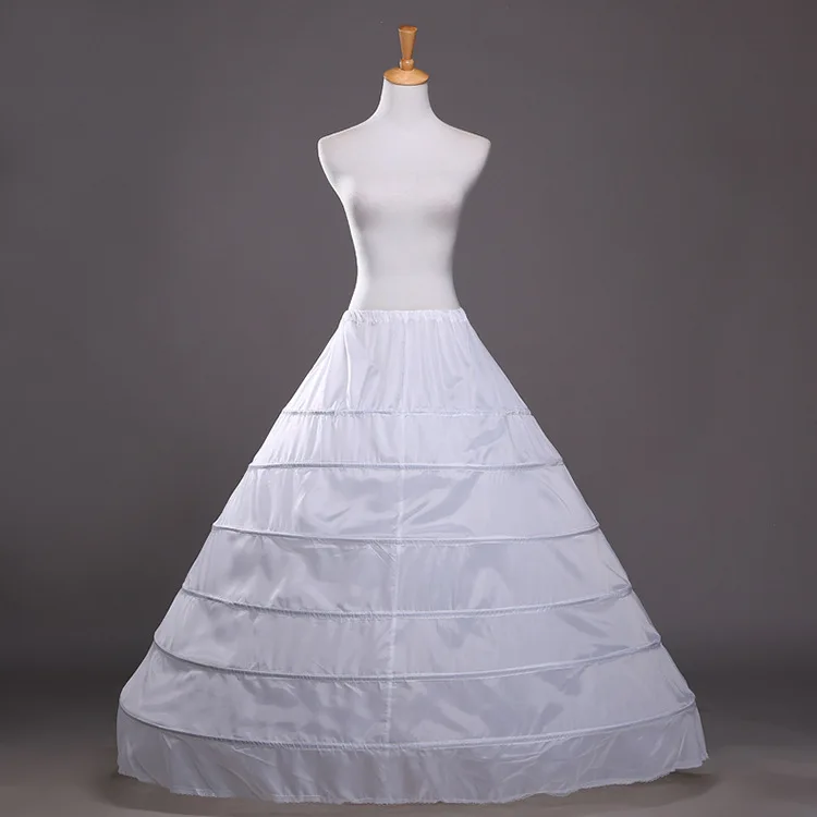 

6 Hoops Ball Gown Petticoat Wedding Accessories Bride Crinoline Cheap Long Underskirt Velos De Novia Voile Mariee