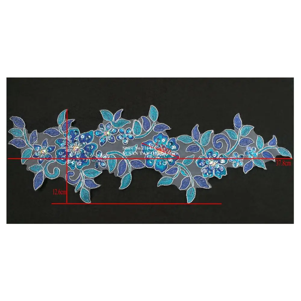 1 шт. x Ручной работы синий/бирюзовый синий/серебристый расшитые бисером вышитые