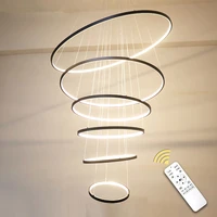 nordic rings led chandelier with remote control black gold for living room loft kitchen fixture lighting will inner home decor