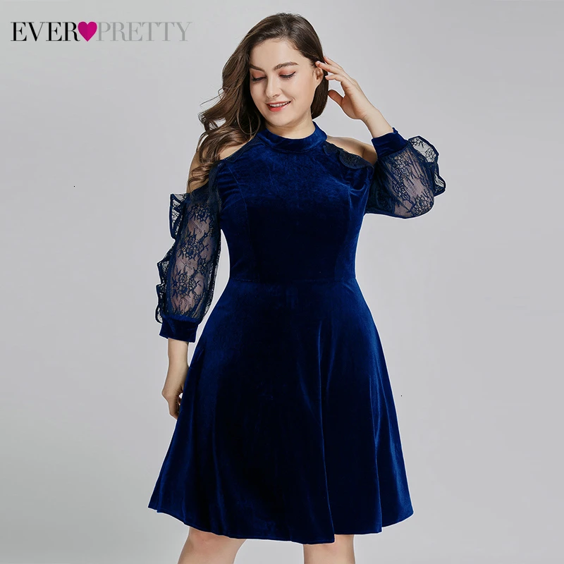 Сексуальные велюровые коктейльные платья Ever Pretty A-Line Холтер длинный кружевной рукав короткое вечернее платье для вечерние платья Vestidos De Coctel