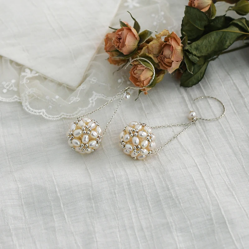 Женские серьги шаровары ASHIQI из серебра 925 пробы с натуральным пресноводным