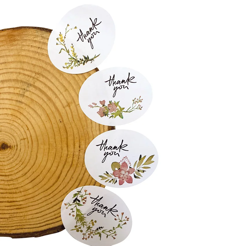 Винтажный цветочный подарок 1200 шт./лот наклейка с печатью спасибо на свадьбу день