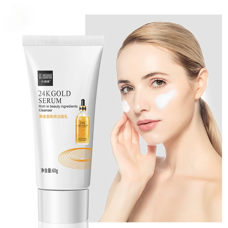 

60g Gold Fullerene Cleansing Milk Cream Moisturizing Anti-Acne Blackhead Bright White Balance Water and Oil Deep Cleaning
