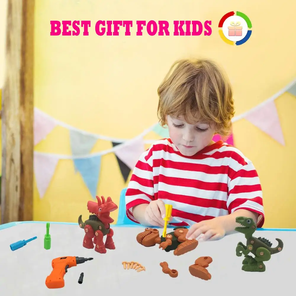 

Dinosaur Toys STEM for 3 Year Olds - Take Apart Building Play Set, Pack of 3 Fun Construction Engineering Dinosaur Toy Best gift