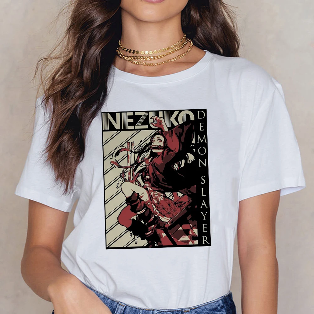

Demon Slayer Top Manga Women's T-shirts Ulzzang Fashion Ropa Aesthetic Tee Shirt Basic Short Sleeve Summer Harajuku Elegant