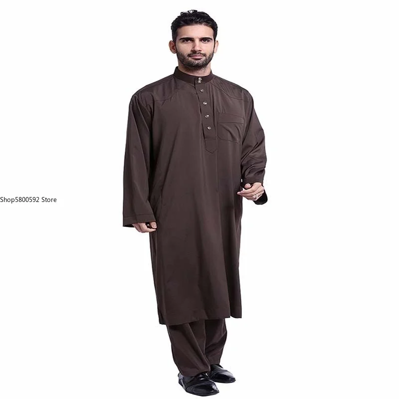 Muslim Clothing Arab Clothing Men Islam Muslim Dress Multicolor Button Saudi Thobe Formal Galabeya  Abaya Pakistani Clothes