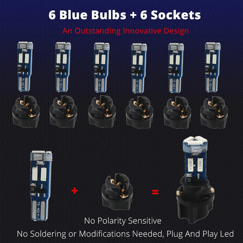 WLJH 6x высокий яркий Canbus T5 светодиодный 17 37 73 74 286 2721 4014 инструмент SMD панельный