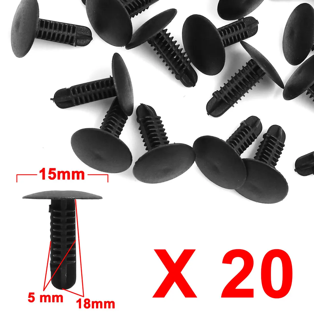 X Autohaux 15/20/30/40/50/100 шт. 5 мм x 15 мм x 17/18 мм отверстие для автомобильного крыла бампера пластиковые заклепки Крепежные Зажимы фиксаторы