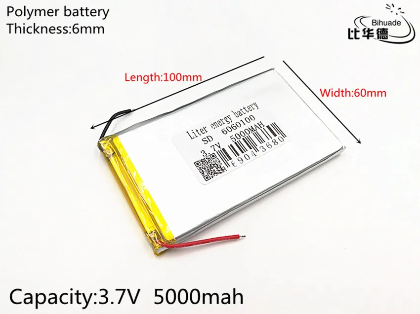 10 шт./лот 3 7 V 5000mAH 6060100 PLIB (полимерный литий-ионный/литий-ионный аккумулятор) для