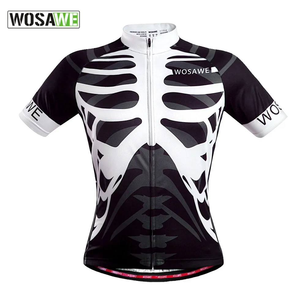 

WOSAWE Men's Skeleton Cycling Short Sleeve Jersey Polyester Quick Dry Short Sleeve Bike Jersey Mallot Ciclismo Hombre Verano